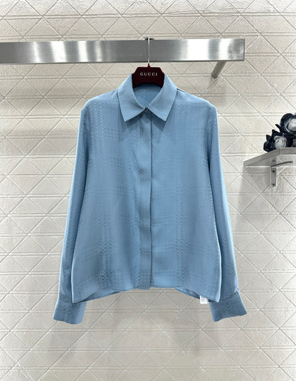 Jacquard Silk Blouse and Skirt Set