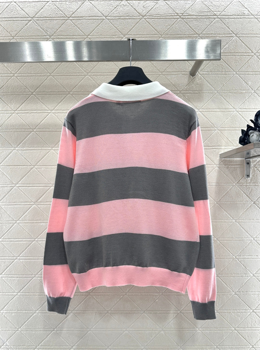 Striped Knit Polo Long Sleeve