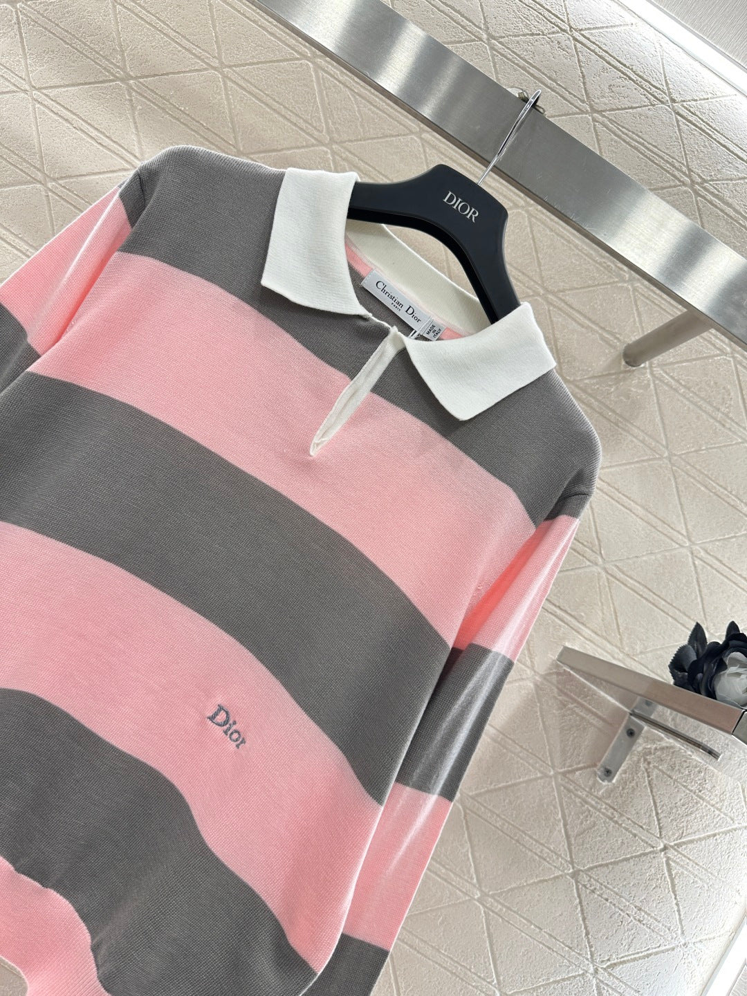 Striped Knit Polo Long Sleeve