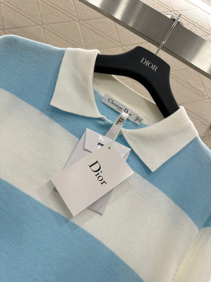 Striped Knit Polo Long Sleeve