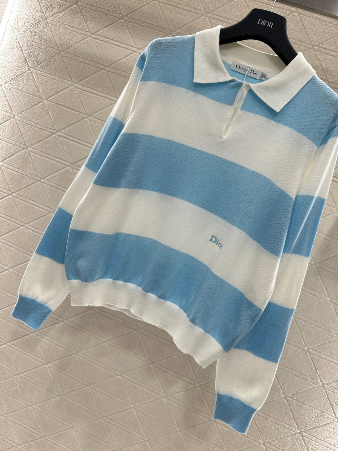 Striped Knit Polo Long Sleeve