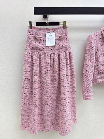 High-Waisted Pleated Long Skirt