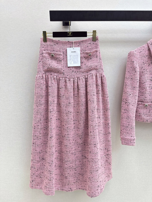 High-Waisted Pleated Long Skirt