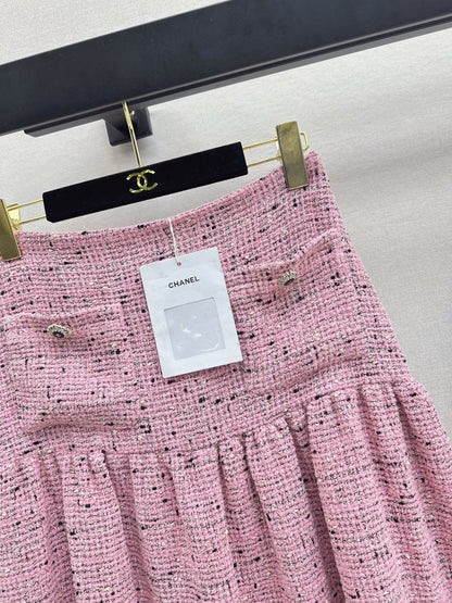 High-Waisted Pleated Long Skirt
