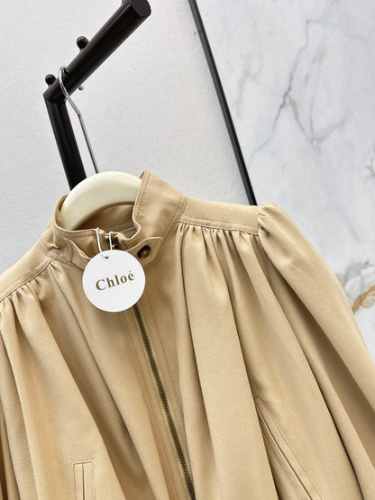 Stand-up collar cropped jacket