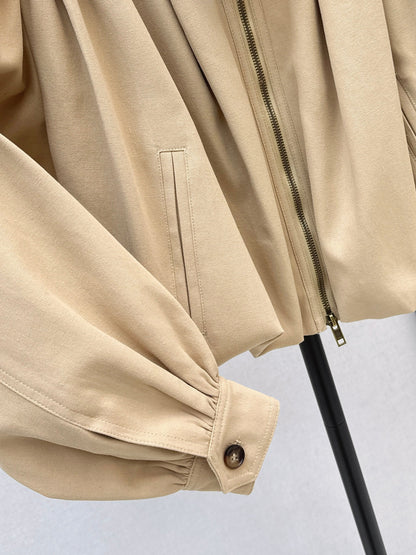 Stand-up collar cropped jacket
