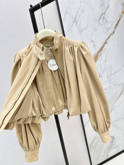 Stand-up collar cropped jacket