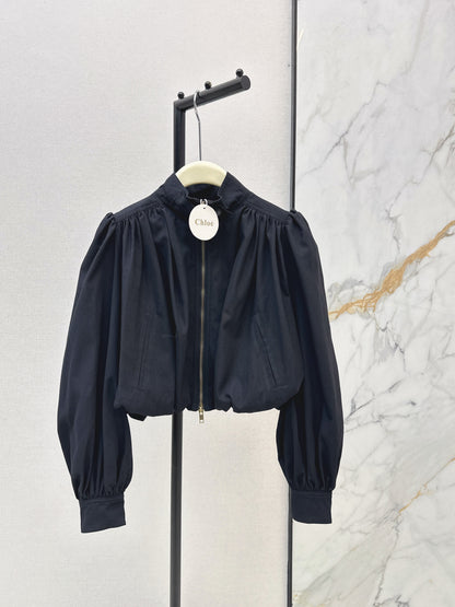 Stand-up collar cropped jacket