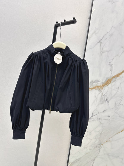 Stand-up collar cropped jacket
