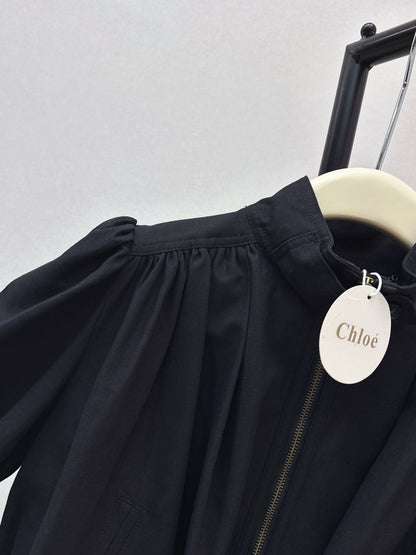 Stand-up collar cropped jacket