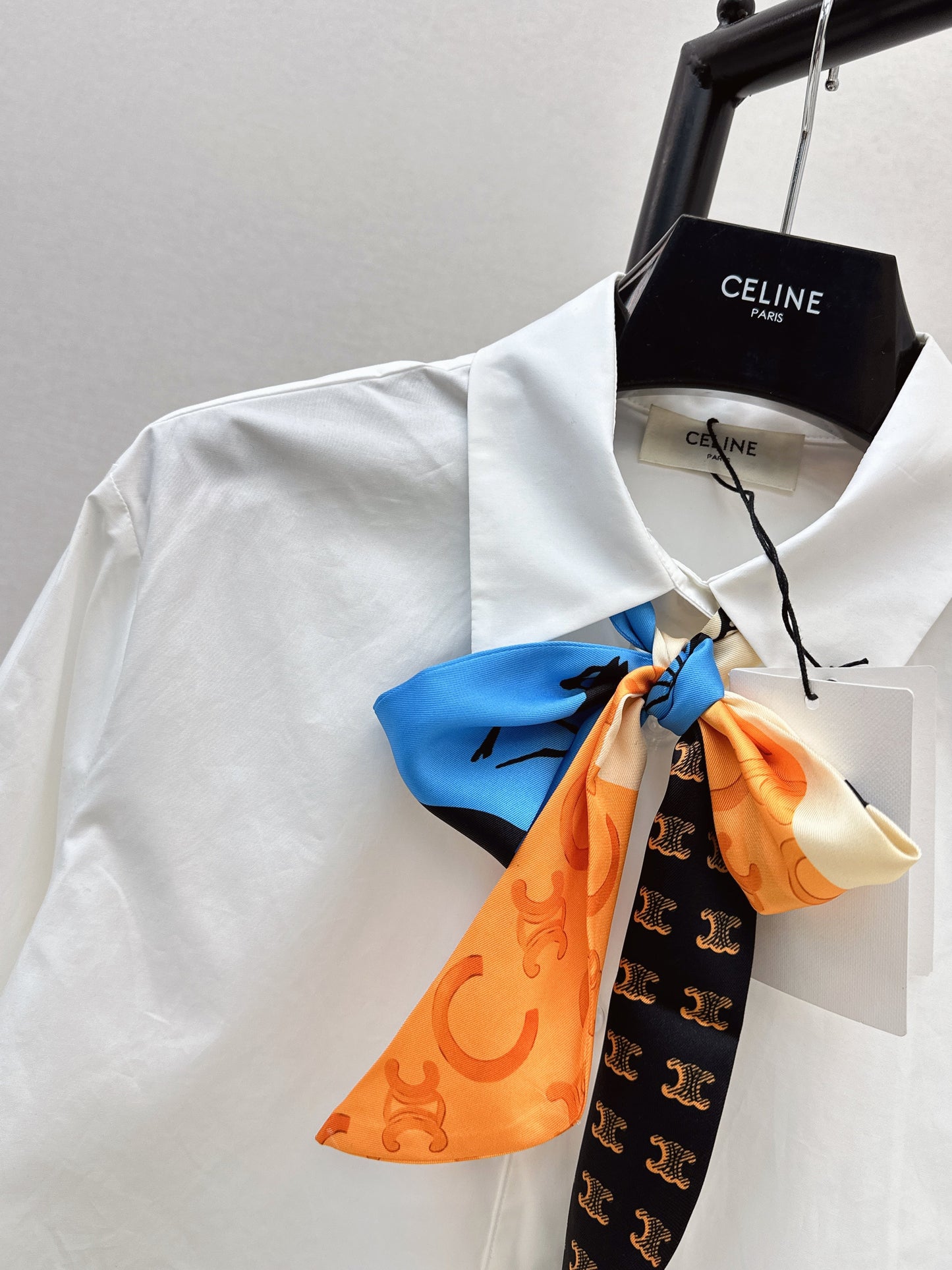 Silk scarf-embellished shirt