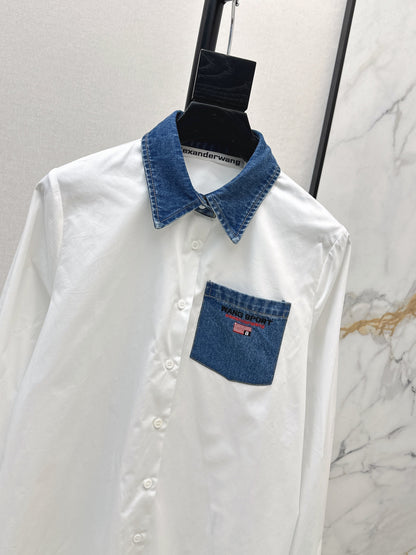 Denim-trimmed shirt
