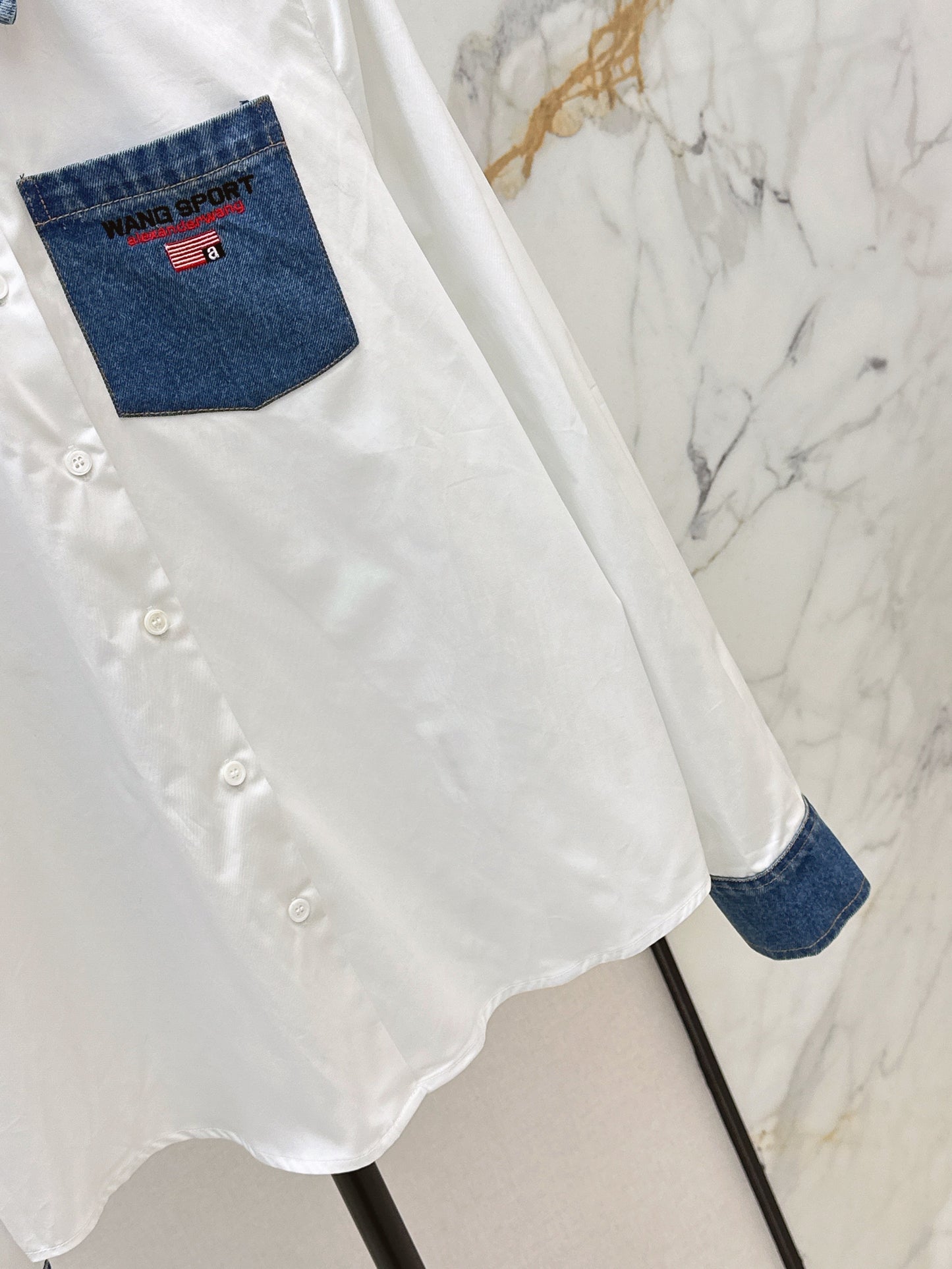 Denim-trimmed shirt