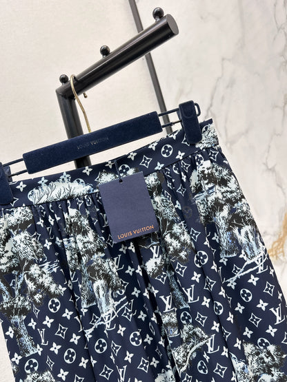 All-over monogram print midi skirt