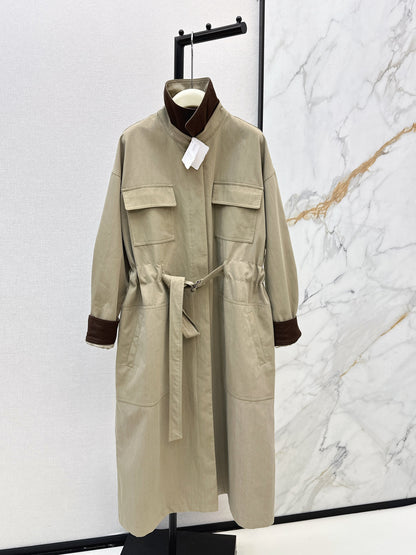 Drop-shoulder trench coat