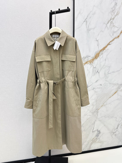 Drop-shoulder trench coat