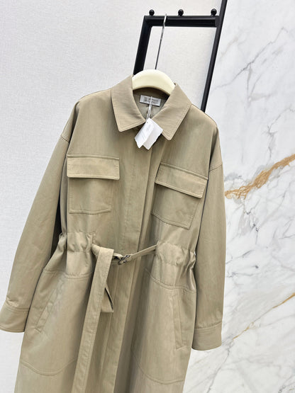Drop-shoulder trench coat
