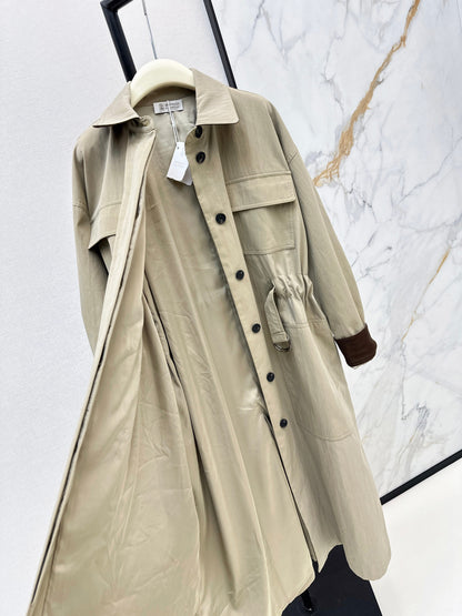 Drop-shoulder trench coat