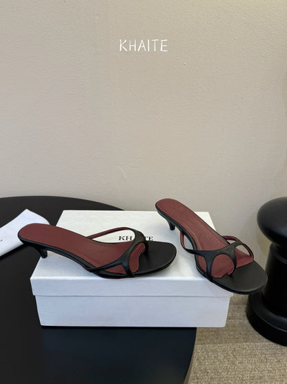 Khaite/26SS NEW Flat square toe mules flip-flop sandals and slippers