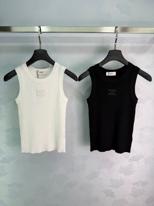 celine/26SS NEW ribbed embroidered vest