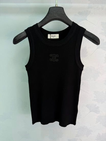celine/26SS NEW ribbed embroidered vest