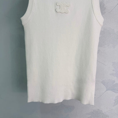 celine/26SS NEW ribbed embroidered vest