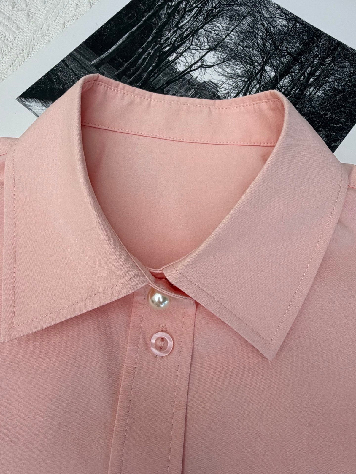 chanel/🔥Highest Quality🔥26SS NEW show style double pocket silk cotton pink shirt