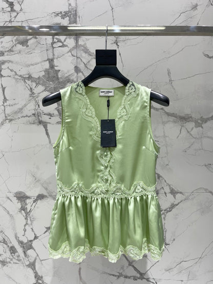 Yves Saint Laurent/26SS NEW Vacation ⛱️lace stitching sleeveless vest