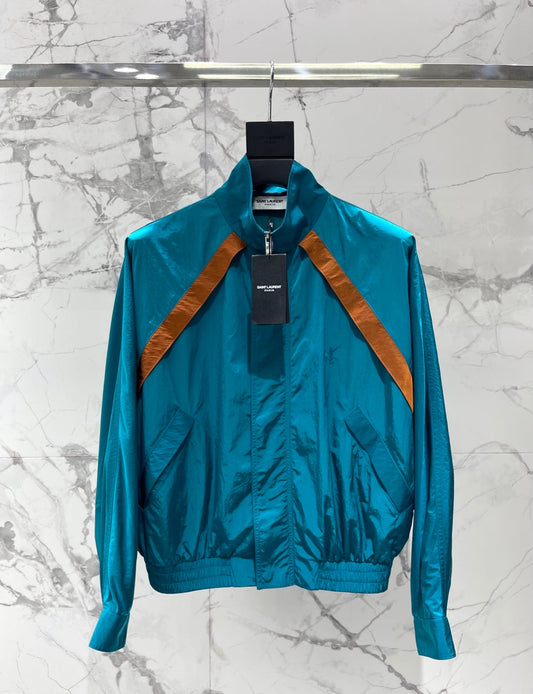 Yves Saint Laurent/26SS NEW Stand Collar Color Block Lightweight Jacket