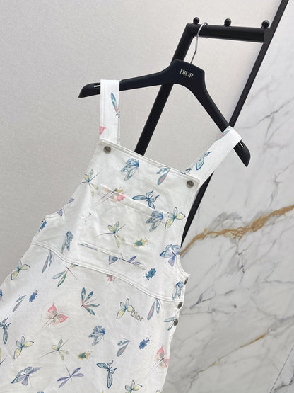Dior/26SS NEW Nautical Series Denim Overalls Dress