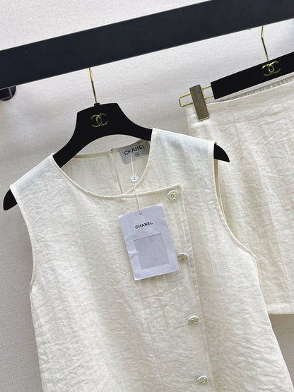 chanel/26SS NEW Sleeveless Vest Set 🤎 Made of linen fiber