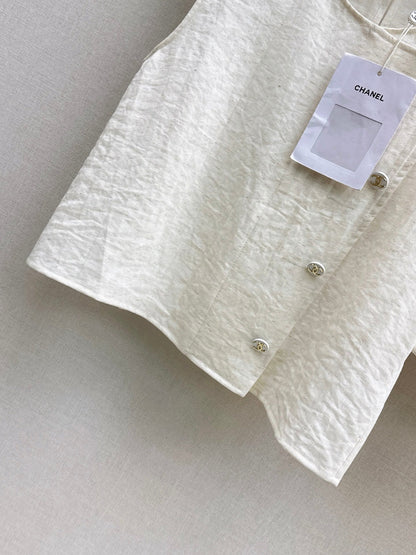 chanel/26SS NEW Sleeveless Vest Set 🤎 Made of linen fiber