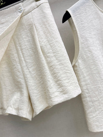chanel/26SS NEW Sleeveless Vest Set 🤎 Made of linen fiber