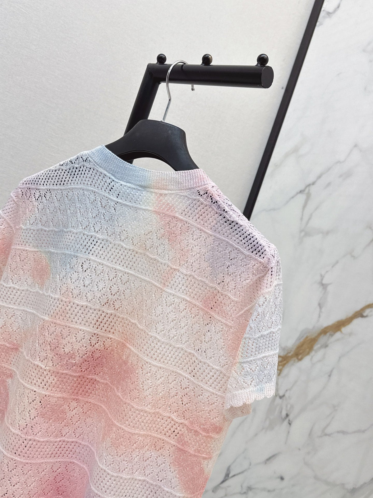 Dior/26SS NEW Gradient Round Neck Short Sleeve Knit Cardigan