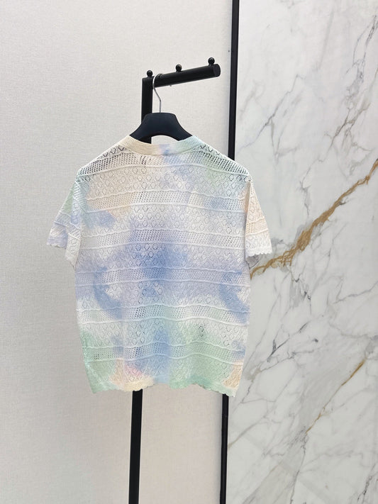 dior/26SS NEW Gradient Round Neck Short Sleeve Knit Cardigan