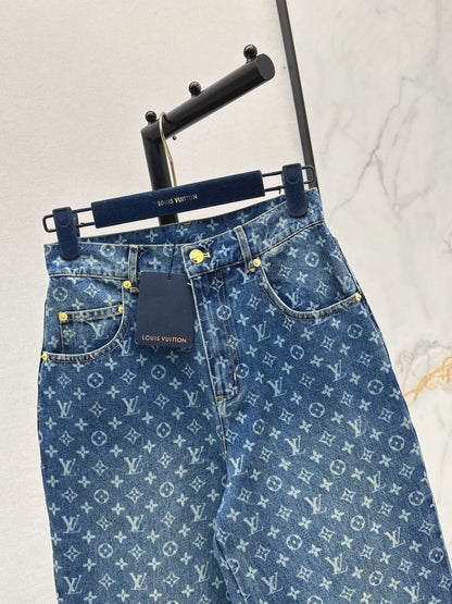 26SS NEW Retro MONOGRAM Laser-Eye Straight Leg Jeans