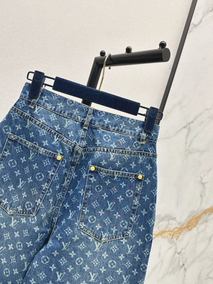 26SS NEW Retro MONOGRAM Laser-Eye Straight Leg Jeans