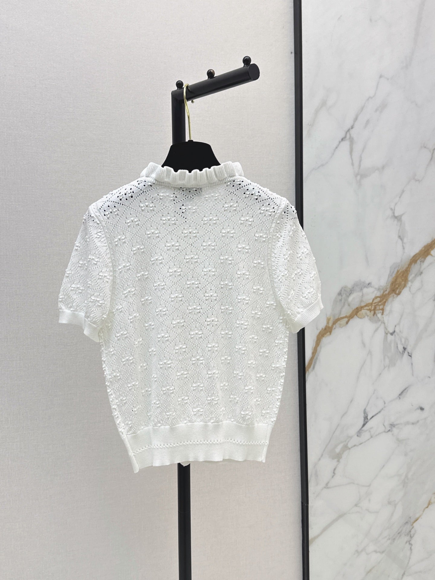 26SS NEW Ruffled Edge Design 3D Crochet Knit Sweater