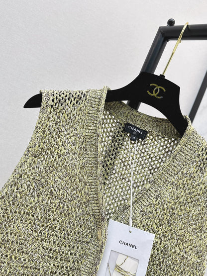 26SS NEW Openwork Knitted Vest 💛 Mixed Color Yarn