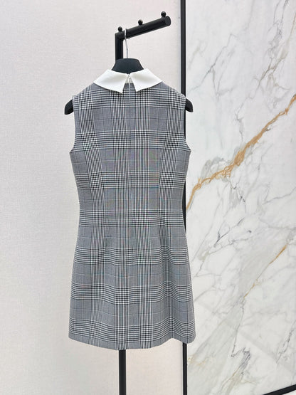 26SS NEW Color-blocked plaid vest dress with lapel 🖤
