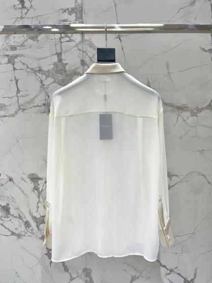 🔥HOT🔥26SS NEW Sheer Thin Collar Shirt with Concealed Buttons