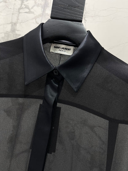 🔥HOT🔥26SS NEW Sheer Thin Collar Shirt with Concealed Buttons