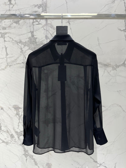 🔥HOT🔥26SS NEW Sheer Thin Collar Shirt with Concealed Buttons