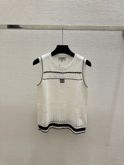26SS NEW Color Block Hollow-Out Knit Vest 🤍