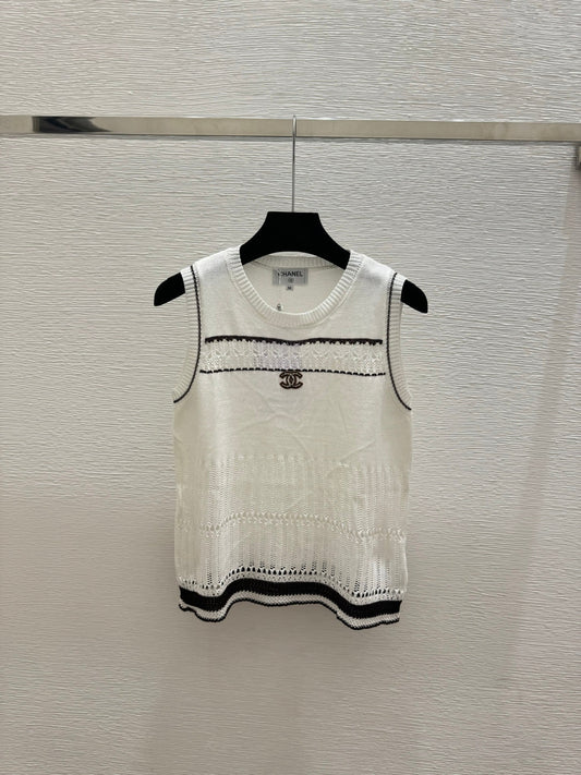 26SS NEW Color Block Hollow-Out Knit Vest 🤍