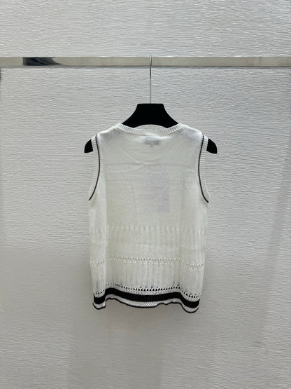 26SS NEW Color Block Hollow-Out Knit Vest 🤍