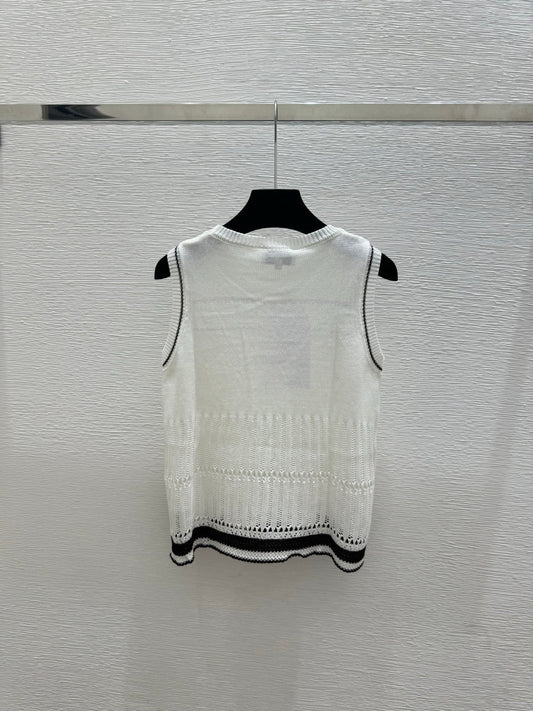 26SS NEW Color Block Hollow-Out Knit Vest 🤍