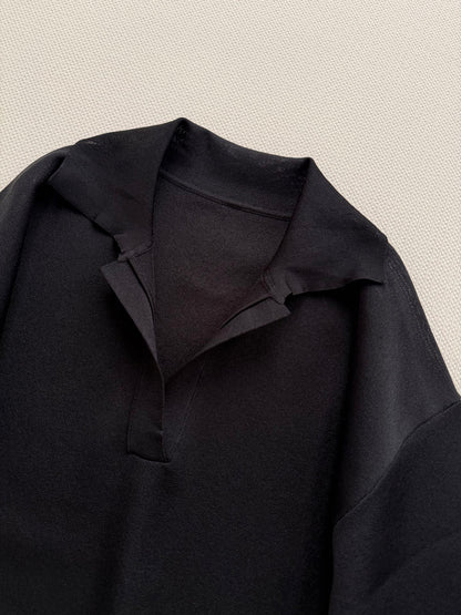 26SS NEW Black Collared Loose-fitting Pullover