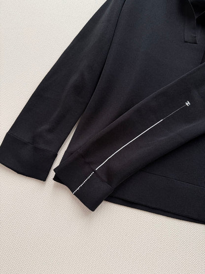 26SS NEW Black Collared Loose-fitting Pullover
