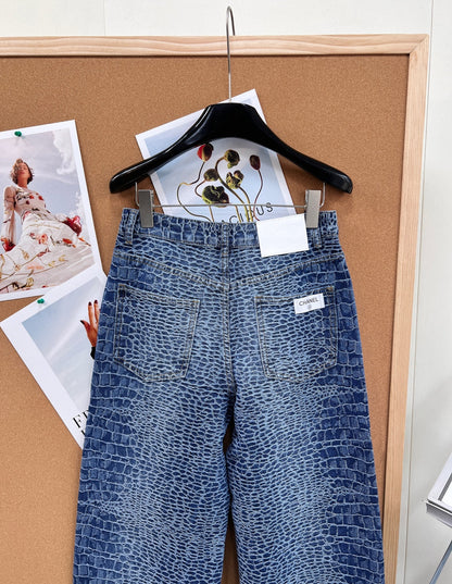 26SS NEW Straight Leg Jeans with Back Pocket Letter Patches